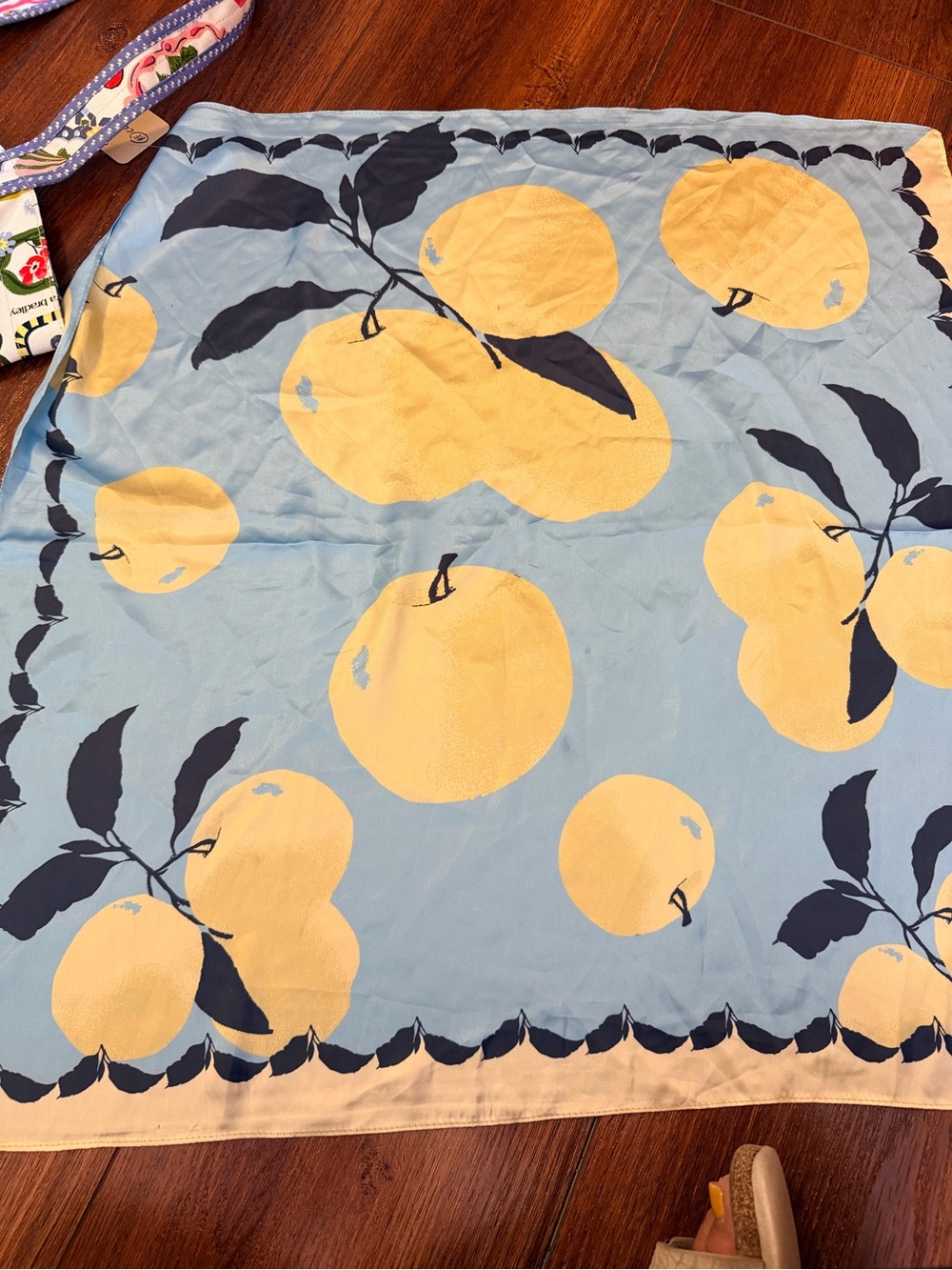 Urban Outfitters Blue and Yellow Fruit Print Scarf